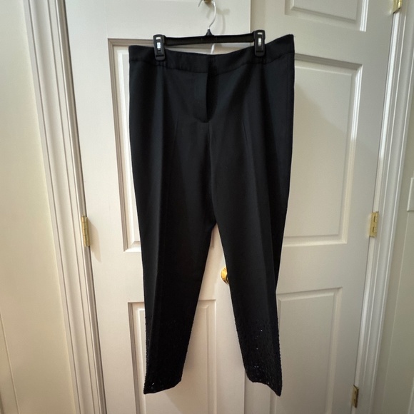Talbots Sequined Marzotto Wool Blend Signature Ankle Pants 12 Black Beaded - Picture 1 of 6